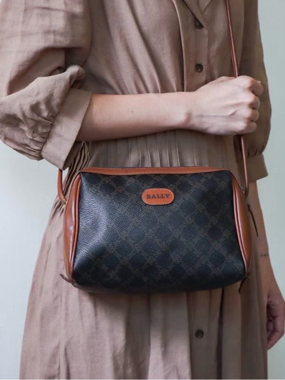 Bally Monogram Pattern Vintage Shoulder or crossbody Bag